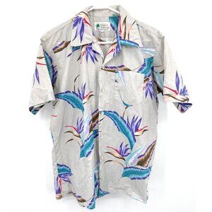 Waikiki Holiday Mens Hawaiian Aloha Vintage Short Sleeve Shirt Sz L